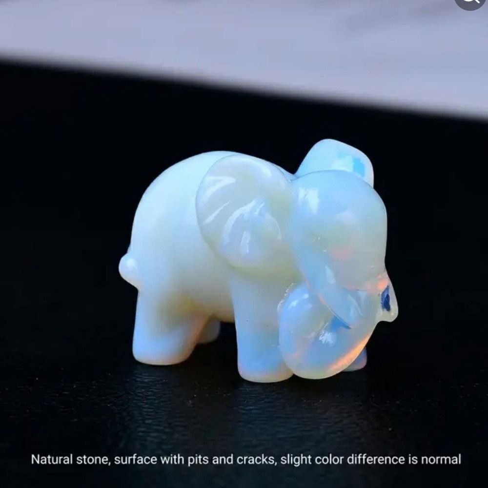 New! Natural Carved Elephant in Opal Balance Stone